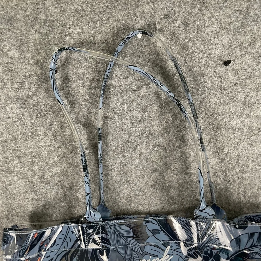 Victoria's Secret PINK Clear Tropical Floral Tote Bag Blue Beach Bag with Pouch - Picture 6 of 12